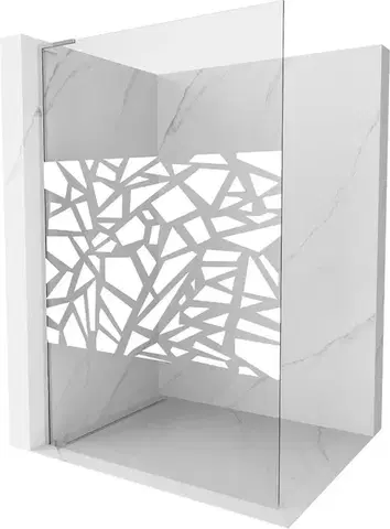Sprchové dvere MEXEN/S - Kioto L Sprchová zástena WALK-IN 80 x 200, biely vzor, chróm 800-080-103-01-85