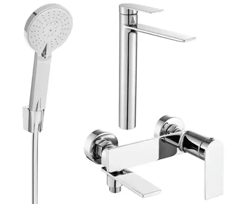Kúpeľňové batérie MEXEN/S - Zero SET umývadlová + vaňová batéria s príslušenstvom R40, chróm 71113R40-00