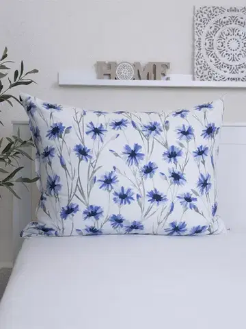 Dekoračné obliečky MKLozkoviny.sk Bavlnená obliečka na vankúš Renforcé 70 × 90 cm - Nevädza modrá-  -