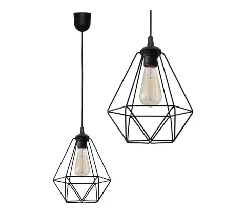 Svietidlá  Luster na lanku KARO 1xE27/15W/230V W-KM 1311/1 BK+SCW-P