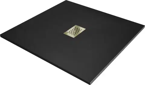 Vane MEXEN/S - Hugo sprchová vanička SMC 100 x 100, čierna, krytka zlatá 42701010-G