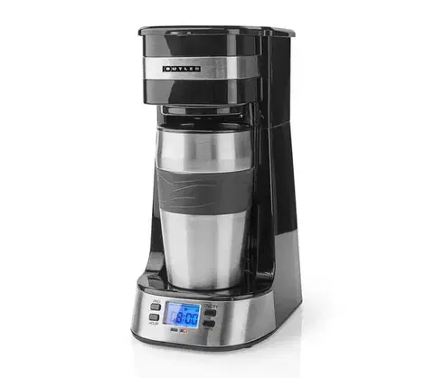 Predlžovacie káble Butler- Kávovar na jeden hrnček 0,4 l s časovačom a cestovným hrnčekom 750W/230V nerez/čierna 16100132