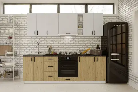 Kuchynské linky DAISY M 240 jednoduchá kuchynská linka 240 cm, biela/dub Artisan