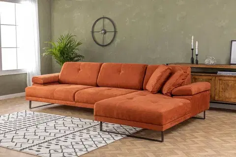 Sedacie súpravy Rohová sedacia súprava / Rohová pohovka Mustang Small Right - Orange