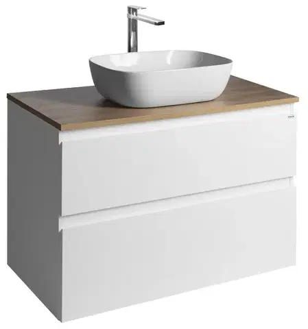 Kúpeľňový nábytok AQUALINE - ALTAIR skrinka s doskou 87,5 cm, biela/dub emporio AI290-02