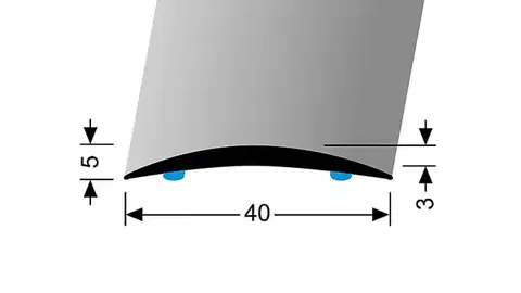 Přechodové lišty a profily Prechodový profil 40 mm, oblý (samolepiaci) | nivelácia 0 - 6 mm | Küberit 462 SK Im. nerezu kart. F2G