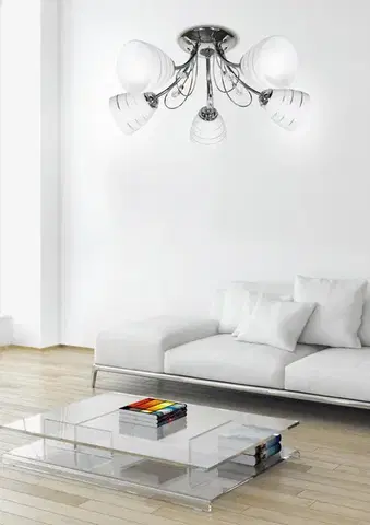 Stropná svetla Chrómová stropná lampa s kryštálmi 5x40W Simpli