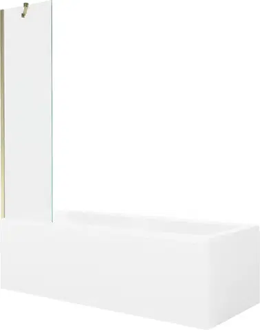 Sprchové dvere MEXEN/S - Cubik obdĺžniková vaňa 170 x 70 cm s panelom + vaňová zástena 50, transparent, zlatá 550317070X9505000050