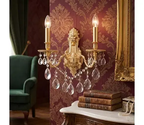 Svietidlá Ideal Lux - Krištáľové nástenné svietidlo GIOCONDA 2xE14/40W/230V zlatá 060491