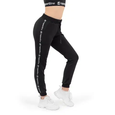 Dámske klasické nohavice Tepláky inSPORTline Comfyday Woman štandardná - čierna - XS