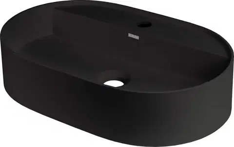Umývadlá DEANTE - Silia nero Granite umývadlo na dosku, s policou na batériu - oválna CQS_NU6B