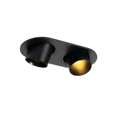 Zapustené svietidlá Okrúhle zapustené bodové svetlo čierne GU10 35 mm výkyvné 2-svetlo - Installa