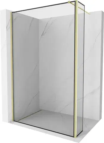 Sprchové dvere MEXEN/S - Kioto Sprchová zástena WALK-IN 110 x 40, čierny vzor, zlatá kartáčovaná 800-110-212-55-70-040