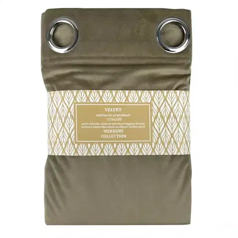 Závesy do spálne Záves na prechodkách Velvet 135x250 béžová/šedá Merkury Home