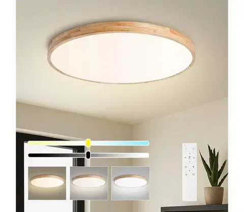 Svietidlá BRILAGI - stmievateľné LED svietidlo WOODLINE LED/100W/230V 3000-6000K, dub, priemer 80 cm + diaľkové ovládanie BRI897