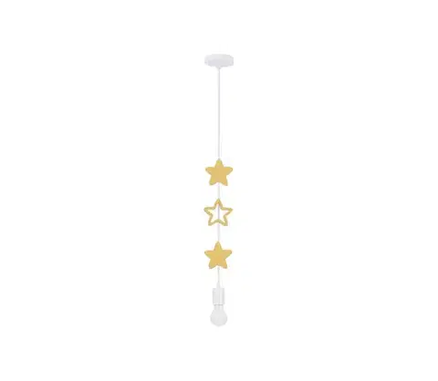 Svietidlá  Detský luster STARS na lanku 1xE27/20W/230V žltá/biela 31-12029