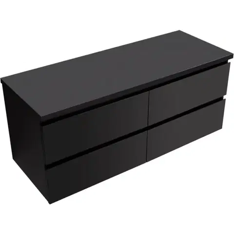 Kúpeľňový nábytok CERANO - Kúpeľňová skrinka Carole + doska pod umývadlo Navira Pro - 36 mm - čierna matná - 120x51,6x46 CER-668285