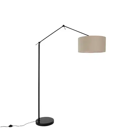 Stojace lampy Stojaca lampa čierna so svetlohnedým tienidlom 50 cm nastaviteľná - Editor