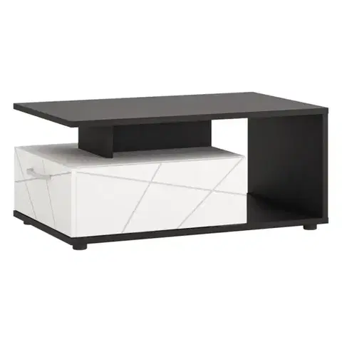 Konferenčné stolíky s úložným priestorom Konferenčný stolík Venezia VENT01 1S biela alpská/dub vicenza čierna /mdf biela L