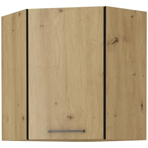Kuchynské horné skrinky KONDELA Monro 60/60 GN-72 1F horná rohová kuchynská skrinka dub artisan / čierna