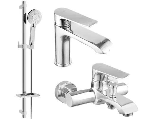 Sprchy a sprchové panely MEXEN/S - Pecos DQ40 Set umývadlové a vaňové batérie s príslušenstvom, chróm 72703DQ40-00