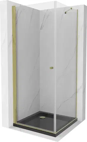 Vane MEXEN/S - Pretória sprchovací kút 100x100, transparent, zlatá + sprchová vanička vrátane sifónu 852-100-100-50-00-4070G