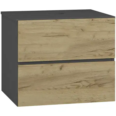 Kúpeľňový nábytok NABBI Baleta S60 kúpeľňová skrinka pod umývadlo antracit / craft zlatý