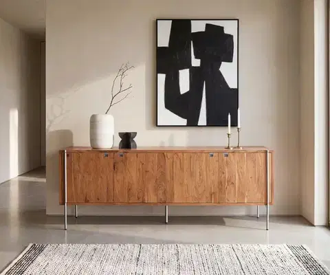 Komody DELIFE Komoda Rivoro 210 cm akácia prírodná 4 dvierka