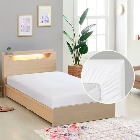 Plachty Bellatex Plátené prestieradlo s gumou biela, 90 x 200 cm