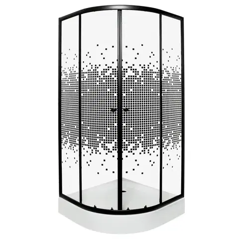 Sprchovacie kúty KERRA - Sprchovací kút s vaničkou Pixel 80 (čierny) 5907548117458
