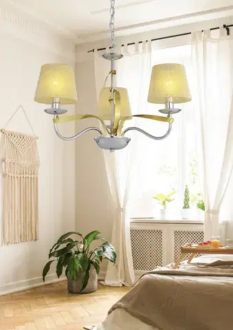 Nábytok Závesná lampa s chrómovým/zlatým tienidlom 3x40W Diva