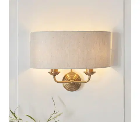 Svietidlá Endon 110726 - Nástenné svietidlo HIGHCLERE 2xE14/40W/230V béžová/mosadz 110726