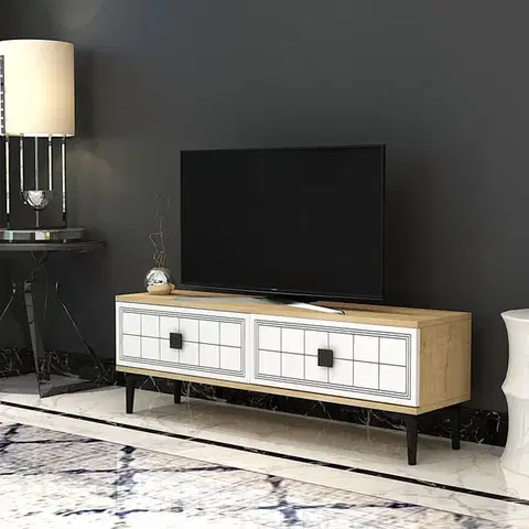 TV stolíky TV stolík Yuka 120 - Sapphire Oak, White