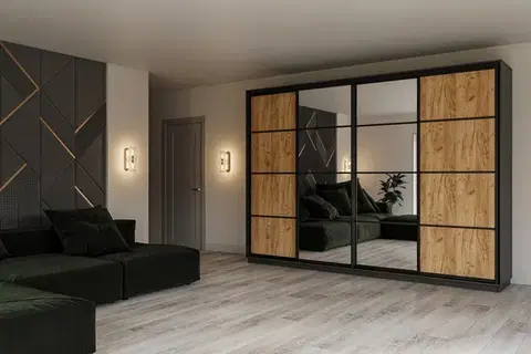 Šatníkové skrine SINDEY šatníková skriňa 300, dub Kraft /  grafit