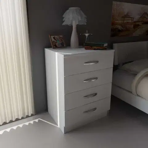Komody a skrinky VIDA K4D šuplíková komoda, biela