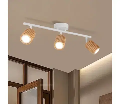 Svietidlá BRILAGI - Bodové svietidlo MODERN WOOD 3xGU10/8W/230V drevo/biela BRI382