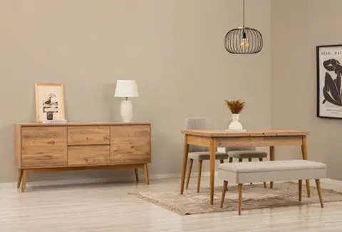 Jedálenské sety Set s rozkladacím stolom, stoličkami a konzolou (5 kusov) Vina 02 1005 - Atlantic Pine, Cream
