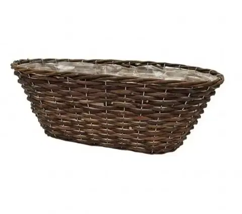 Kvetináče a truhlíky Kinekus Dekorácia, obal na kvetináč, hnedý, prútie, 49x20x18 cm, oválny