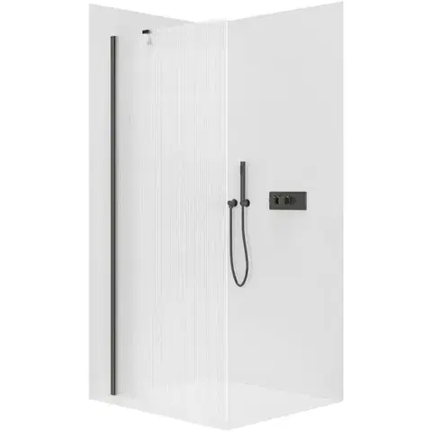 Sprchové dvere CERANO - Sprchová zástena Walk-in Onyx YL/P - 8 mm - čierna matná, ryhované sklo - 90x200 CER-8050BD1163