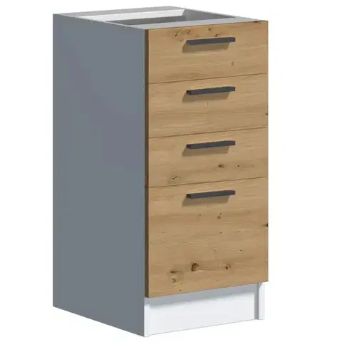Kuchynské skrinky stojace Kuchynská skrinka Economic D40 4SZ biela/artisan