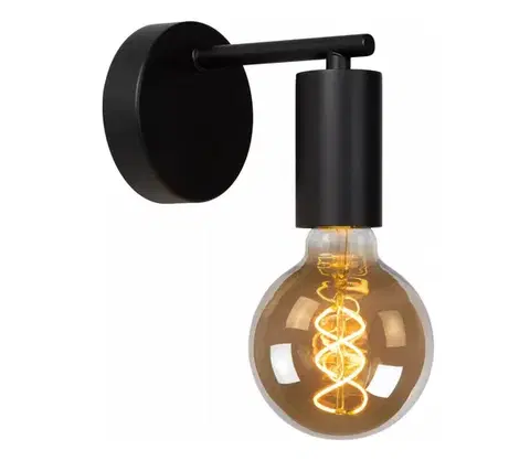 Svietidlá Lucide 21221/01/30 - Nástenná lampa LEANNE 1xE27/40W/230V čierna 21221/01/30