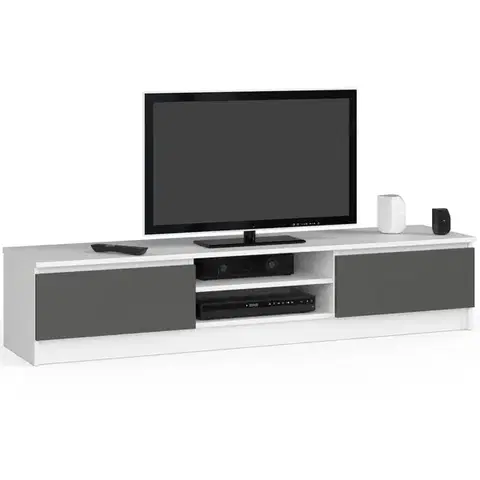 TV stolíky Dizajnový TV stolík ROMANA160, biely / grafit