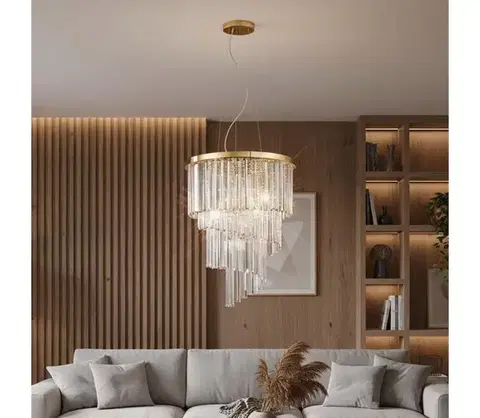 Svietidlá Ideal Lux - Krištáľový luster na lanku CARLTON 12xE14/40W/230V pr. 50 cm zlatá 213521
