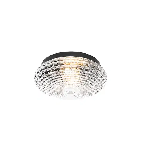 Stropné osvetlenie Klasické stropné svietidlo čierne s dymovým sklom 30 cm IP44 - Nohmi