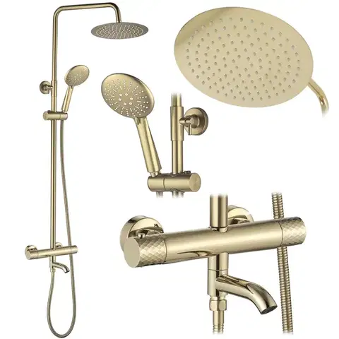 Sprchy a sprchové panely REA - Sprchová sada s termostatom LUNGO Diamond - Gold REA-P5960