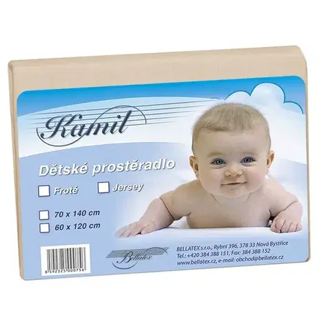 Plachty Bellatex Detské jersey prestieradlo, béžová, 70 x 140 cm