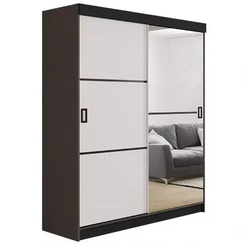 Spálňové šatníkové skrine Skriňa Retro 138 2L grafit/ Dvierka biely