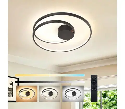 Svietidlá BRILAGI- LED stmievateľné stropné svietidlo TWISTER LED/48W/230V pr. 50 cm čierna + diaľkové ovládanie BRI488