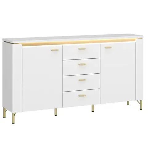 Komody do spálne Komoda Lazio LAZK02 U008/U080 2D4S biela/biela alpský