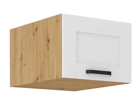 Kuchynské horné skrinky KONDELA Lula 50 NAGU-36 1F horná kuchynská skrinka biela / dub artisan
